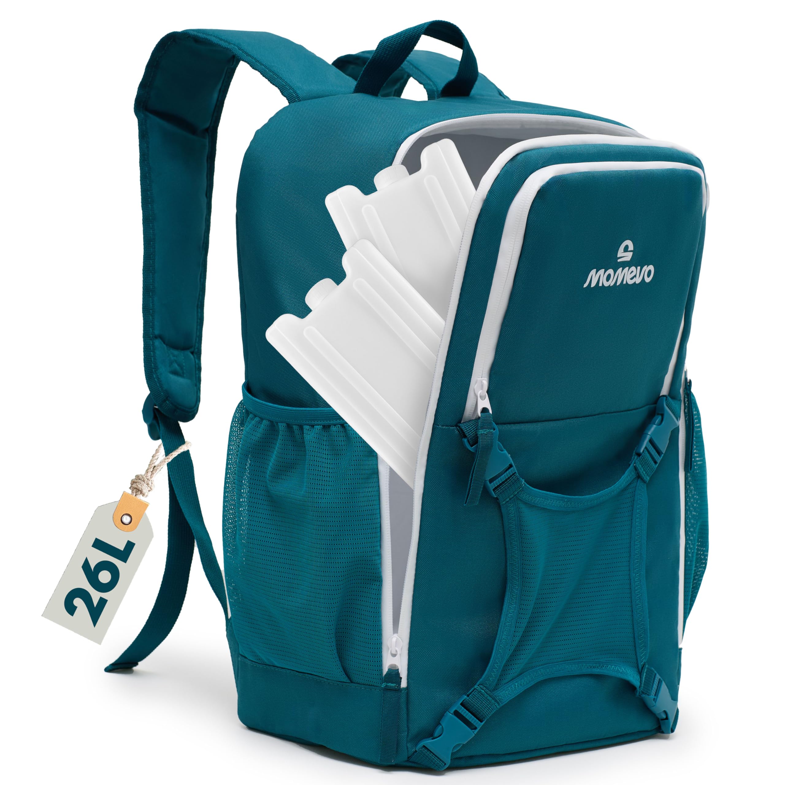 Zaino refrigerante impermeabile 26 l con 2 confezioni - Raffredda fino a 8 ore - suddivisione pratica per spiaggia, picnic, escursioni, campeggio