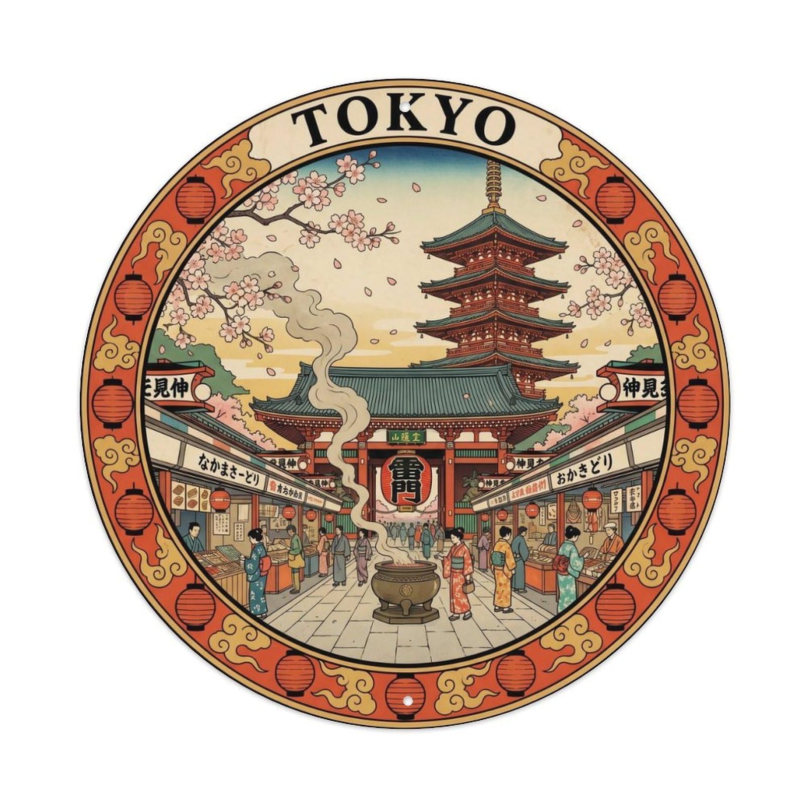 Tokyo Asakusa Sensoji Temple Pagoda Castle Travel Metal Tin Sign