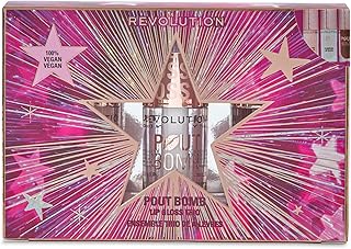 Revolution Pout Bomb Plumping Lip Gloss Trio Gift Set, 3 Full-Size Glosses with Hyaluronic Acid & Peptides, Vegan & Cruelty-Free