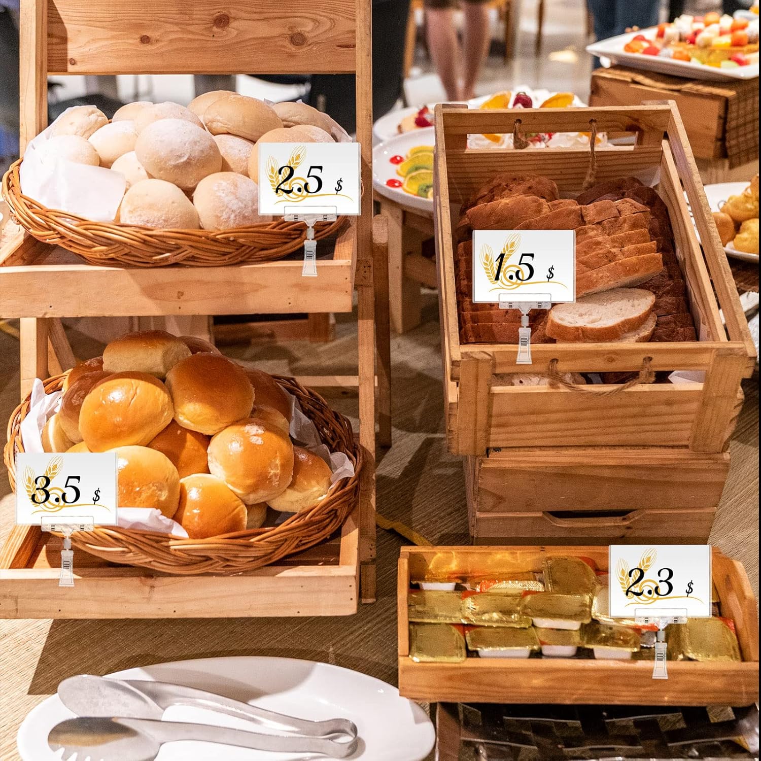 Fainne 60 Pieces Rotating Clip on Sign Holder Plastic Merchandise Retail Display Sign Clip Holder with Clamp Pop Swivel Rack Card Sign Business Store Price Tags Sign Holder - Image 6