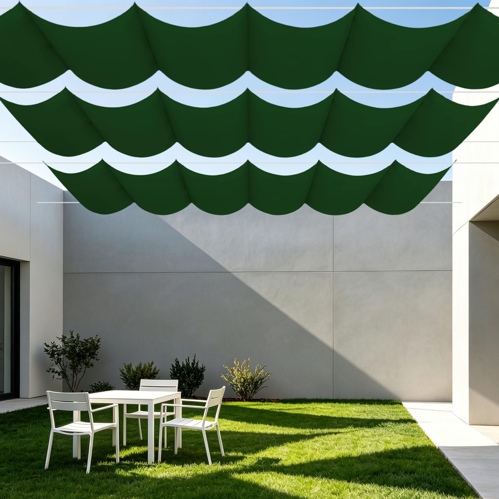 Voile d'ombrage pour terrasse et balcon 450x640 cm avec cordons vert
