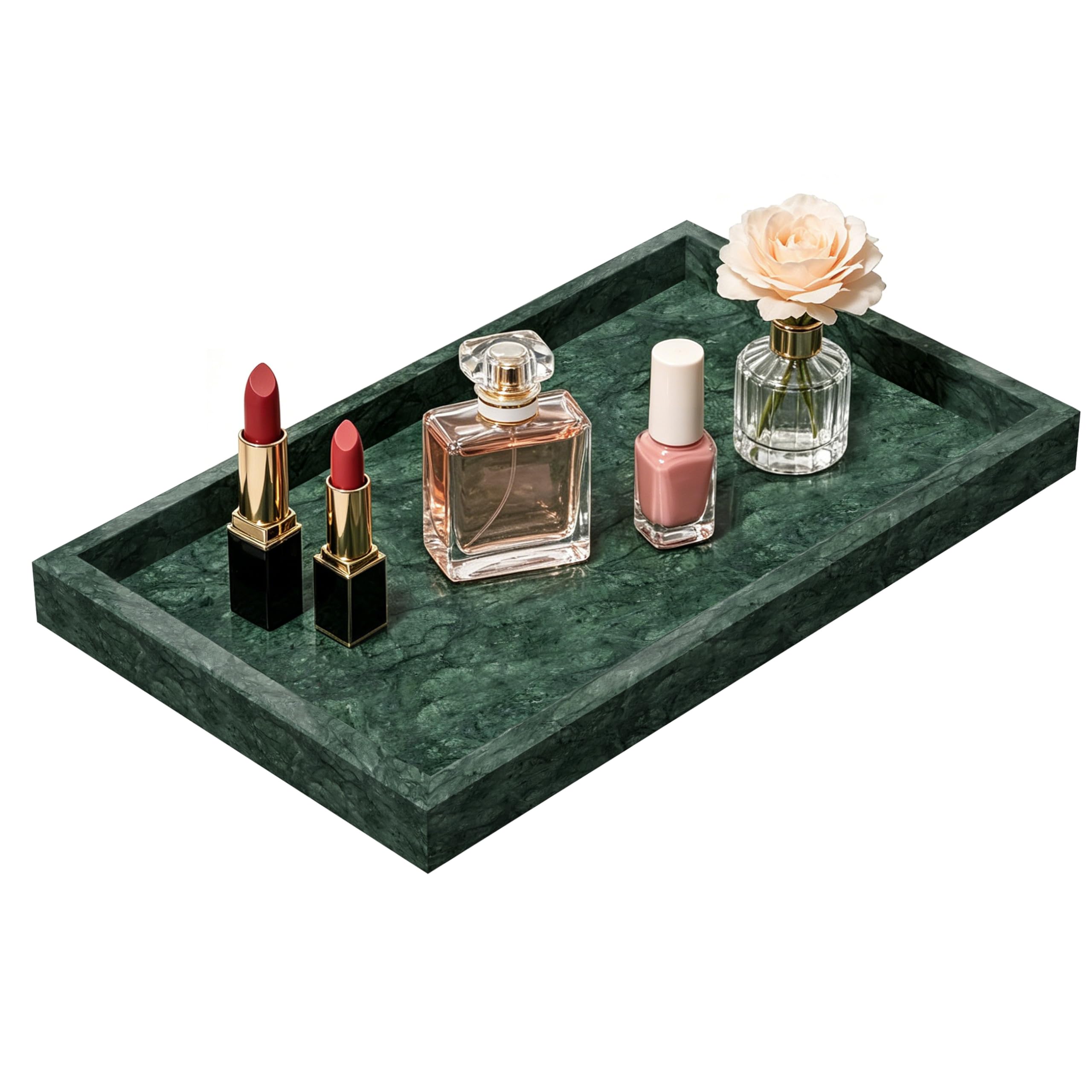 ENUMAIL Marble Trays with Anti Slip Foot Pads,30x20x3cm,Emerald Green