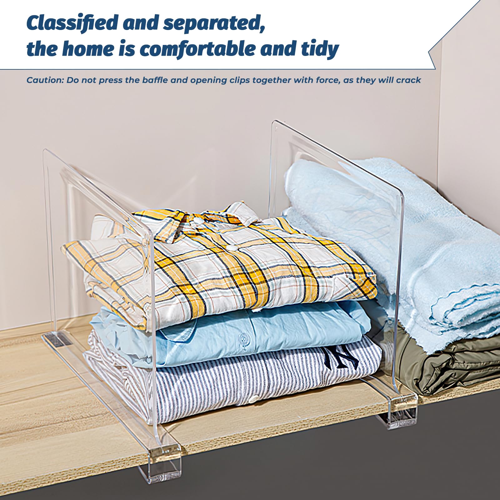 Kasanni 8 Pezzi Divisori Armadio 30x20 Cm Divisori per Mensole in Acrilico Trasparente Multifunzione Divisori per Armadio Interno Adatto per Camere da Letto, Cucine, Librerie