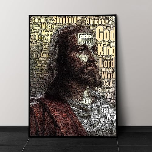 Christian artwork poster, Religious wall decor, Picture of Jesus praying