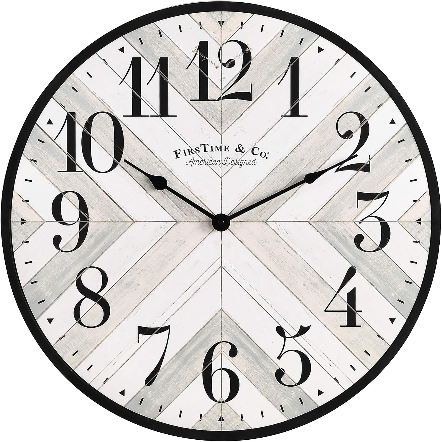 FirsTime & Co. ® Farmhouse Lath 20" Wall Clock, American Designed, Gray, 1.5 x 20 x 20, (27726), Plastic