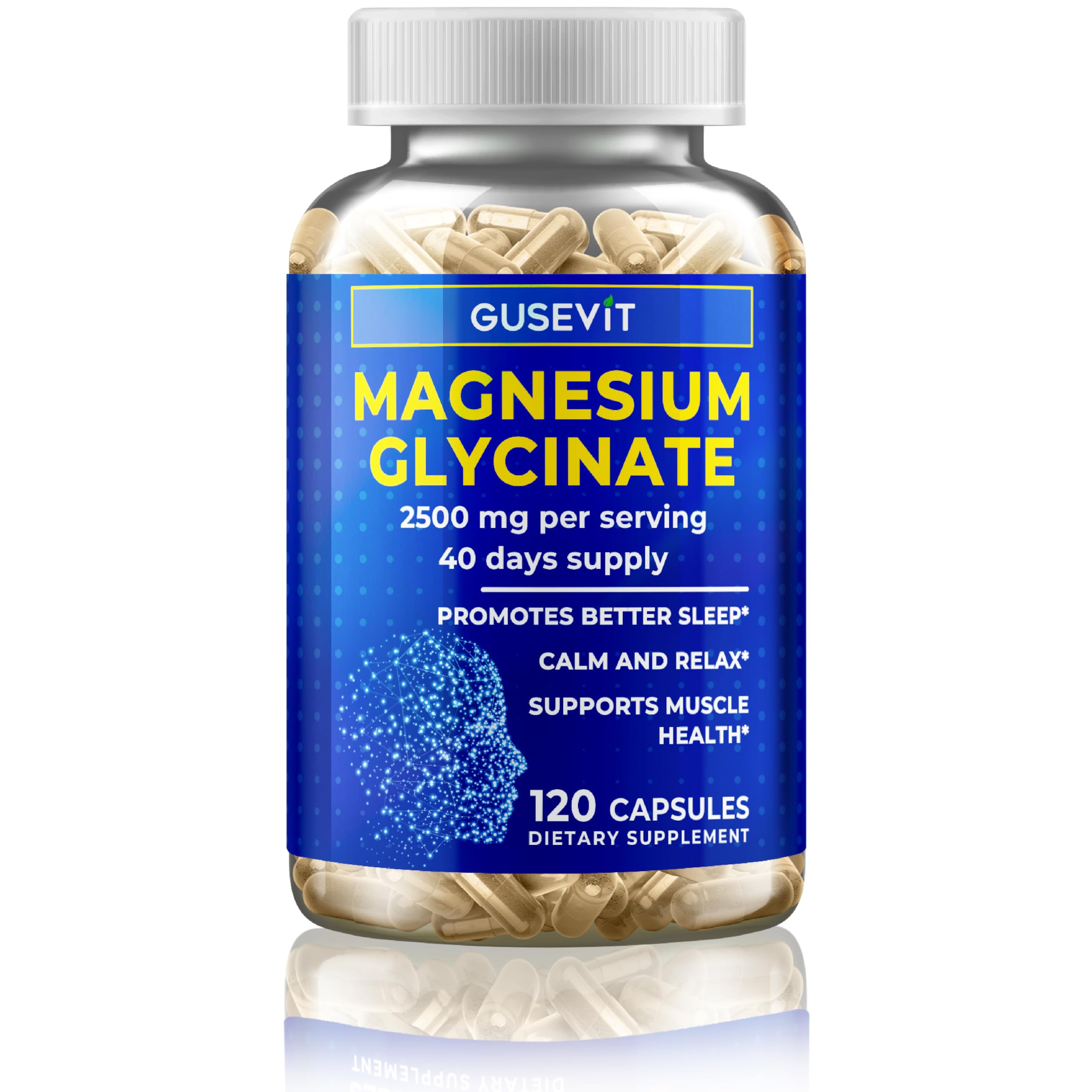 Magnesium Glycinate Supplement, 2500mg | High Absorption, Vegan-Friendly, Non-GMO, Gluten & Soy Free | Premium Magnesium for Wellness & Recovery | 120 Count, 40-Day Supply