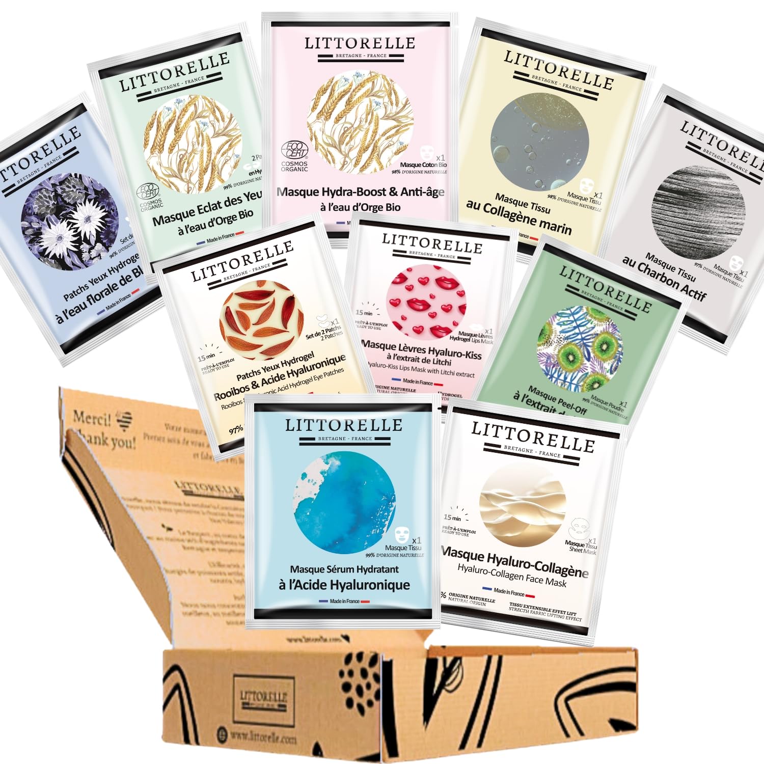 Littorelle Skincare Beauty Box - 12 Face and Eye masks - Made in France