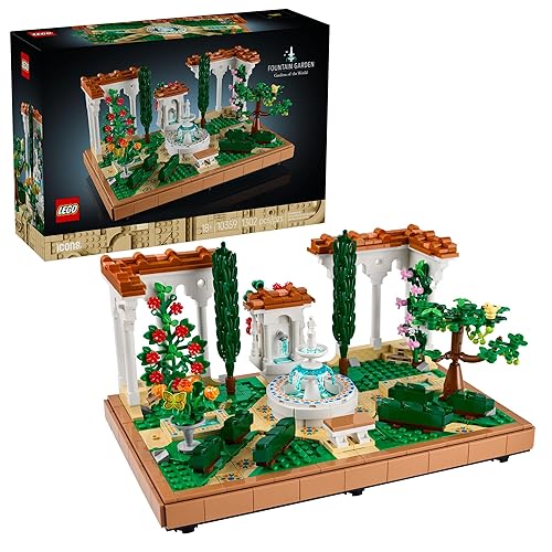 LEGO Icons Fountain Garden Building Set - DIY Kit for Adults, Ages 18+ - Miniature Craft Building Blocks for Home Decor, Display - Gift for Birthday - with Cypress Trees and Grape Vines - 10359