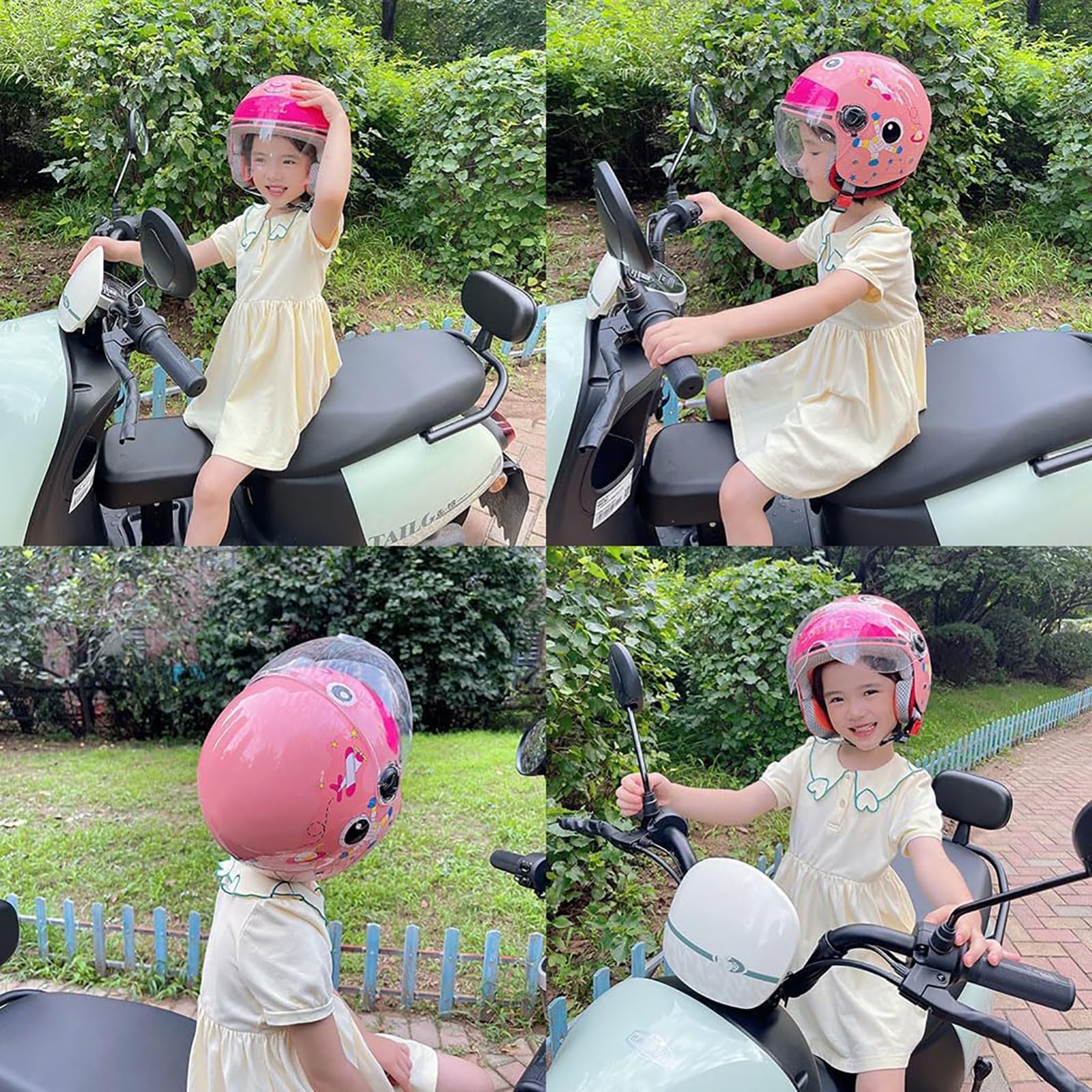 Casco Da Bicicletta Per Bambini, Casco Da Moto Per Bambini, Casco Da Scooter Per Bambini Con Visiera Antigraffio, Per Bambini 48-56 Cm E,48-55cm
