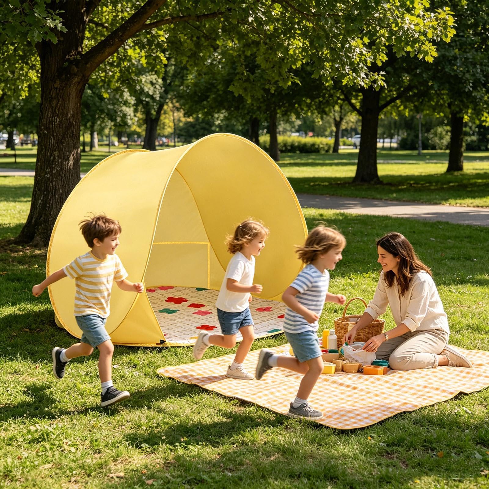 Namiot Plenerowy dla Dzieci Wiata Kempingowa Z Ochroną UV | Przenośny Namiot Dziecięcy Dla Rodzeństwa, Podwórka, Plaży, Placu Zabaw, Podróży, Wakacji, Pikniku, Dziedzińca, Ogrodu,