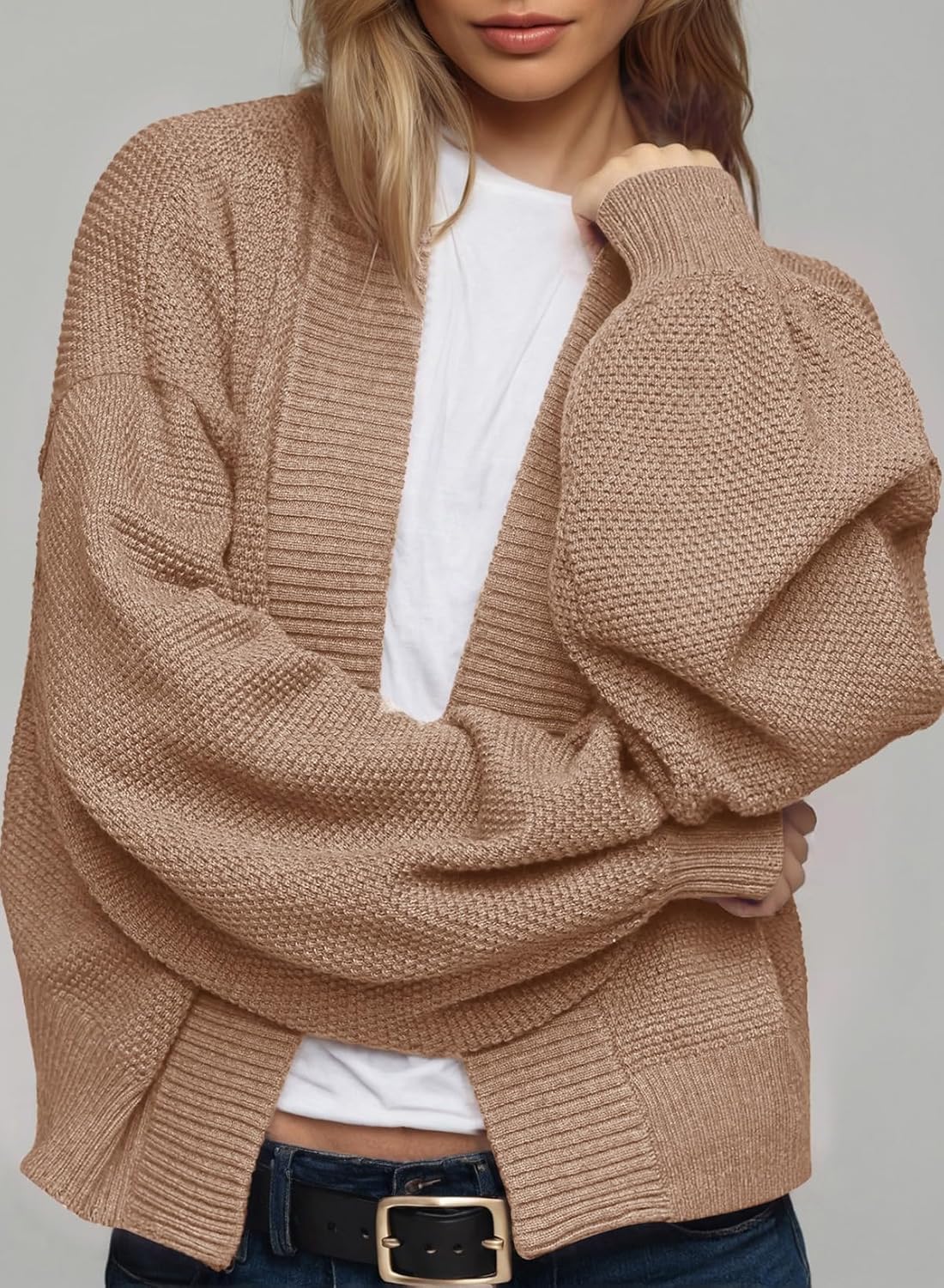 Dokotoo Women's 2025 Trendy Casual Open Front Long Sleeve Chunky Warm Cardigan Sweater - Image 2