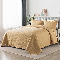 Vista 2 de HoneiLife - Colcha bordada tamaño King - Juego de edredón de microfibra de 3 piezas, colchas ligeras, cubrecamas reversibles, funda de cama retro