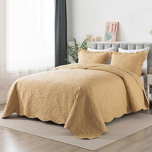 Miniatura 2 de HoneiLife - Colcha bordada tamaño King - Juego de edredón de microfibra de 3 piezas, colchas ligeras, cubrecamas reversibles, funda de cama retro,