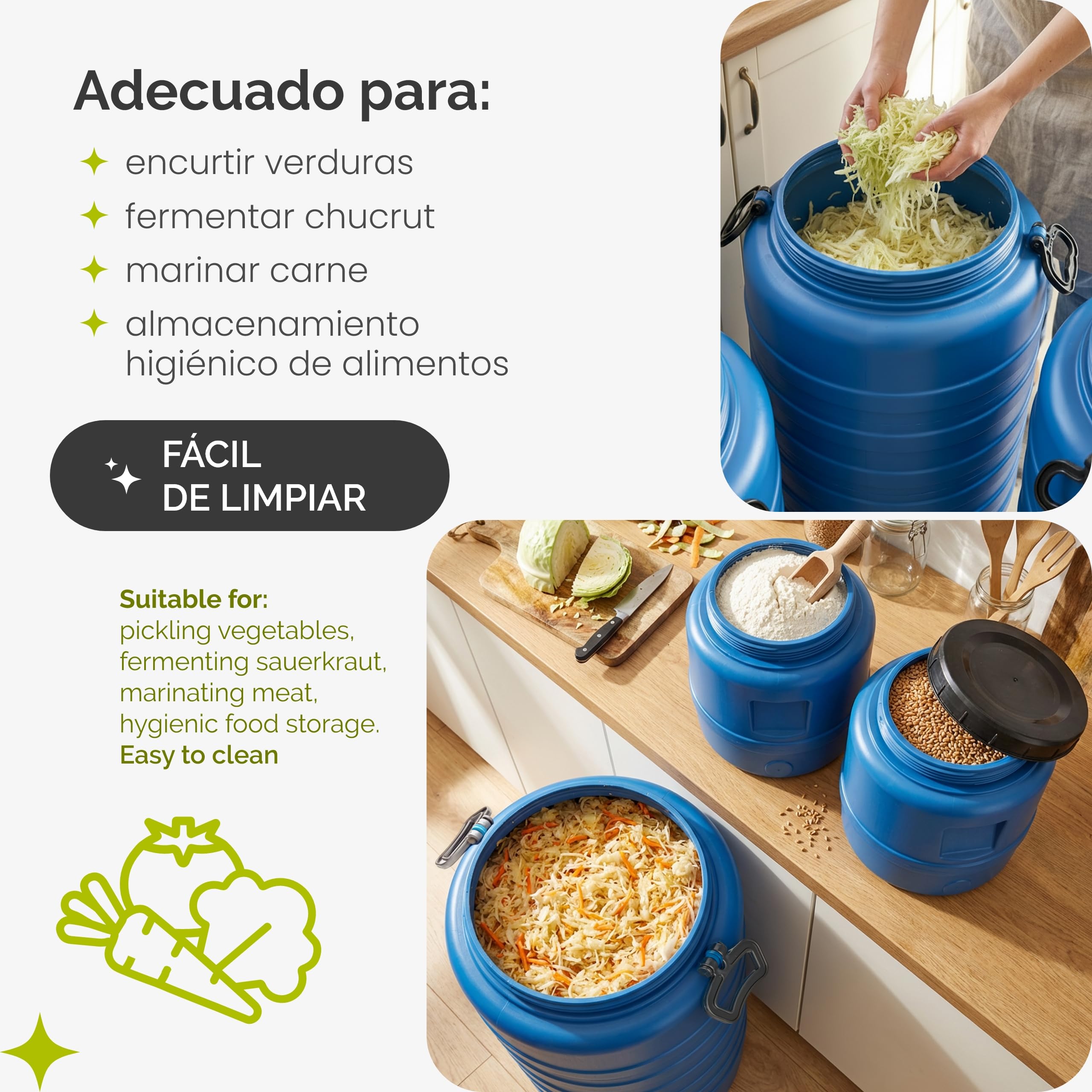 Garronda 120 L con Grifo Bidon Agua Barril de Plástico HDPE con Grifo como Contenedor y Deposito Agua y Alimentos para Almacenamiento, Fermentación y Recogida de Lluvia GD-0186 Azul