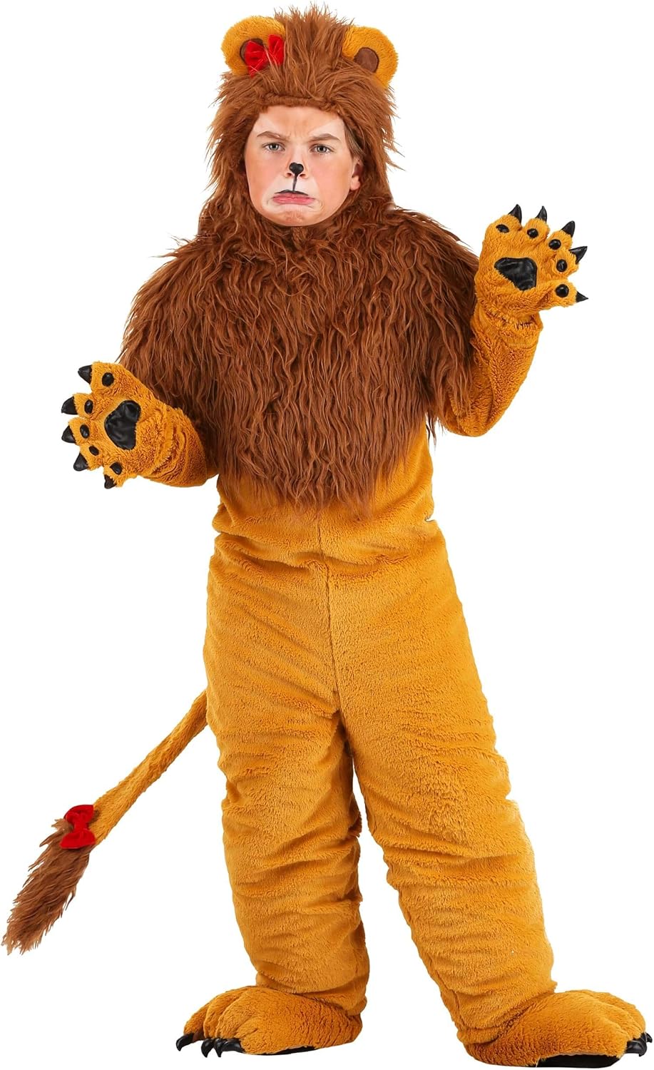 Classic Storybook Lion Costume for Kids - Plush Jumpsuit with Faux Fur Mane, Tail, Gloves & Foot Covers
