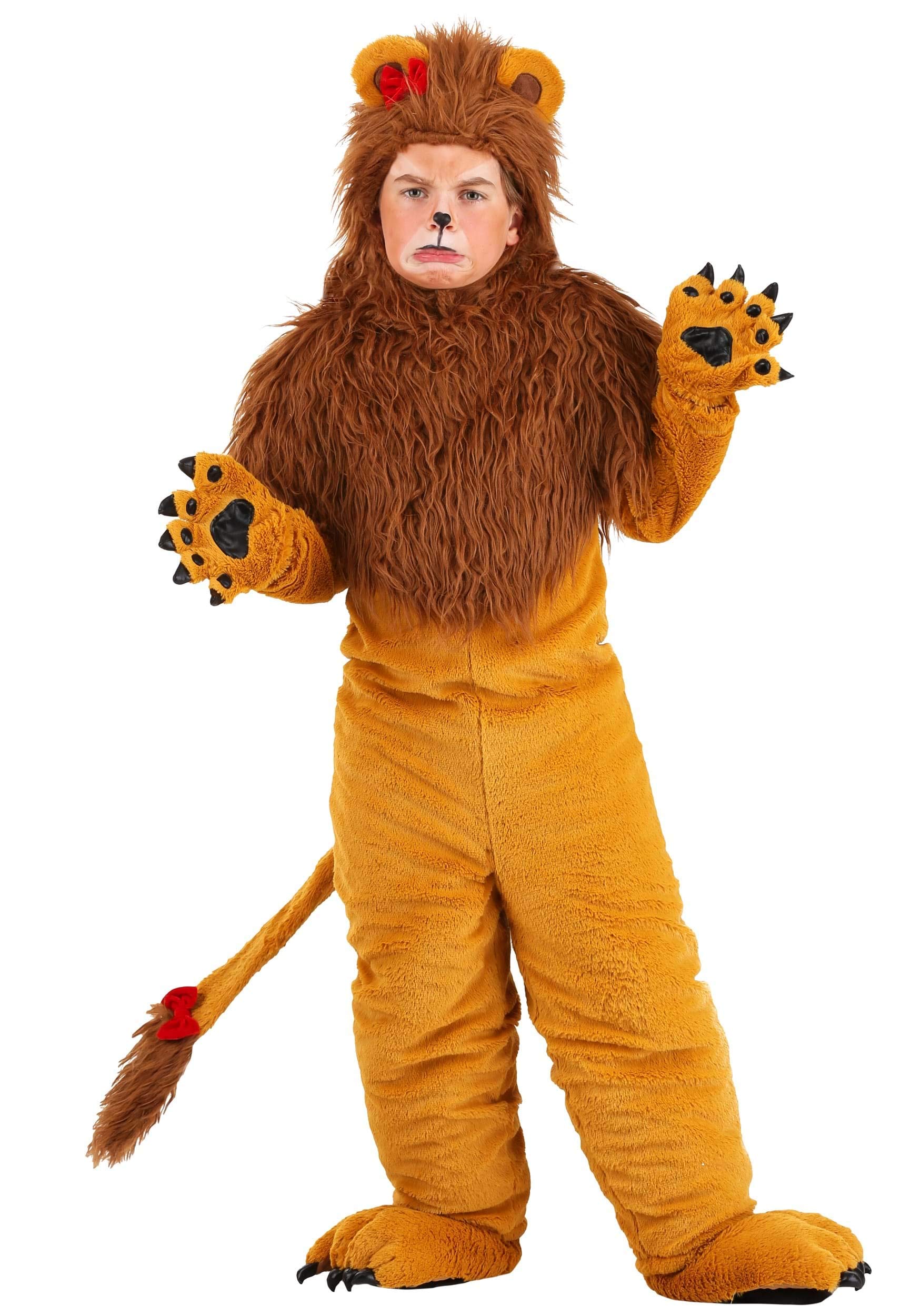 Classic Storybook Lion Costume for Kids - Plush Jumpsuit with Faux Fur Mane, Tail, Gloves & Foot Covers