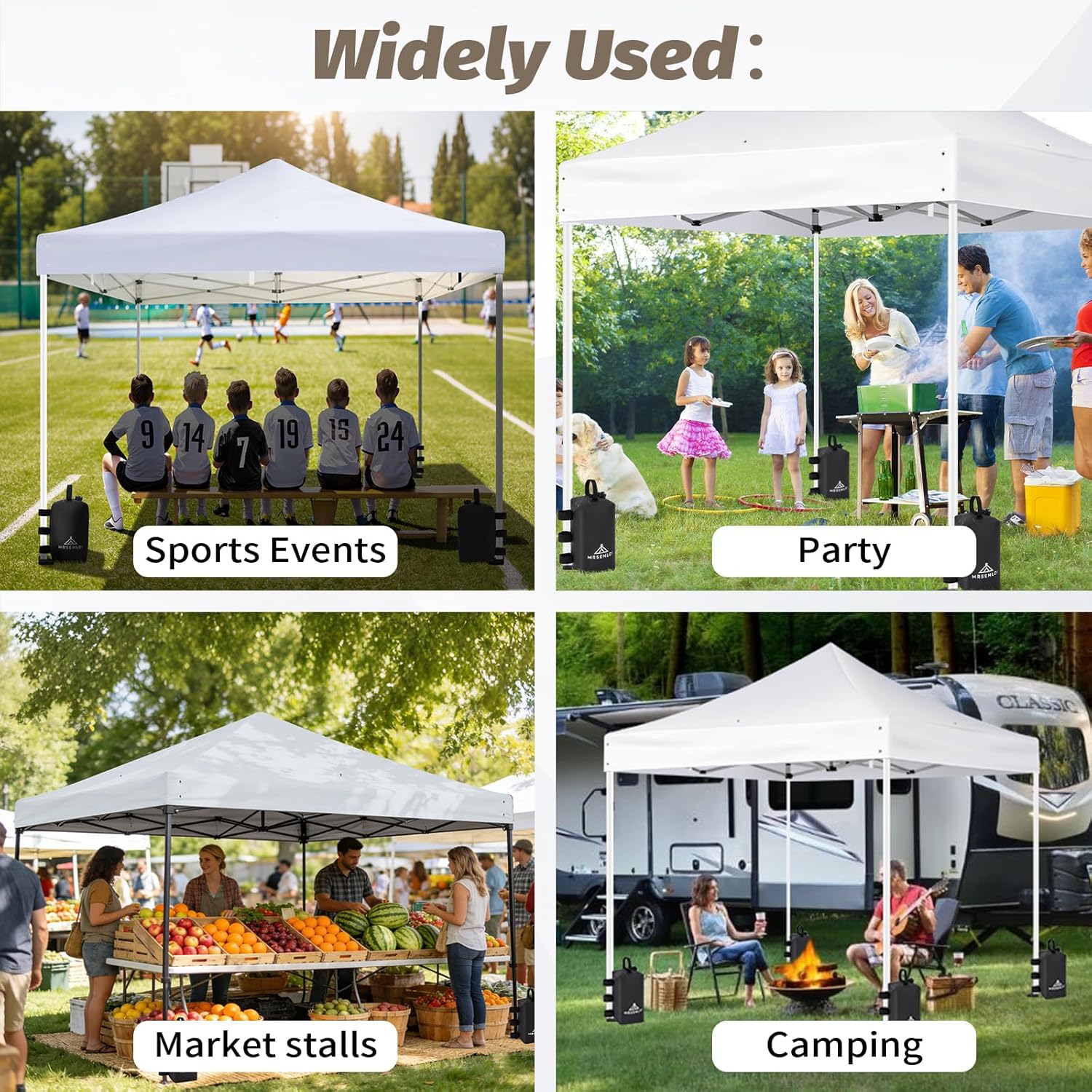 Mrsenloi 10x10 Replacement Canopy Top with 4 Pack Water Weight Bags Included for Pop Up Tent, Waterproof Instant Canopy Top Cover Only