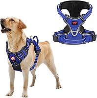Vista 19 de Tuff Pupper Arnés para perro sin tirones, chaleco resistente para mascotas, clips para correa delantera y trasera, mango de seguridad fuerte