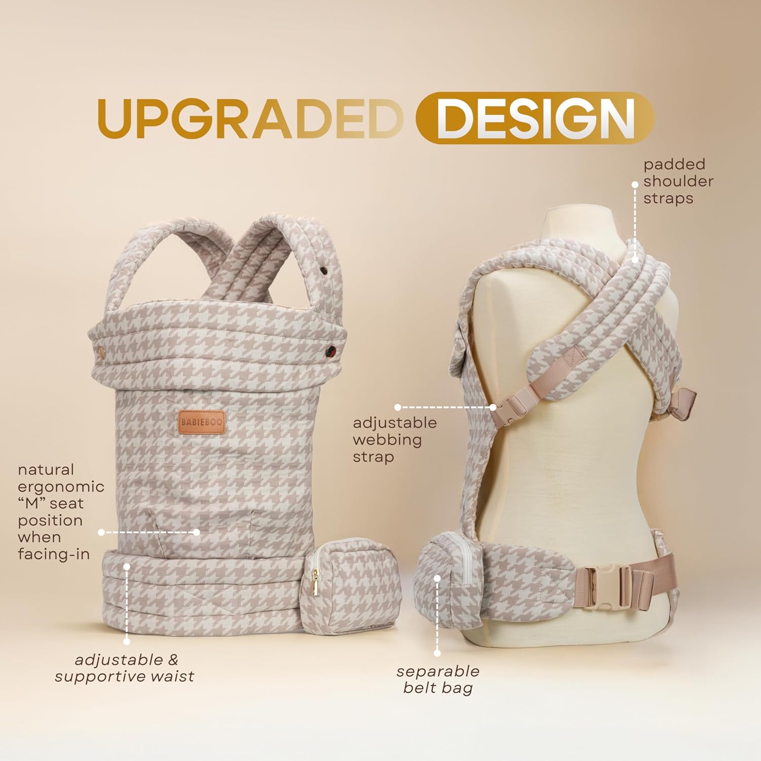 Baby Carrier Newborn to Toddler, Toddler Carrier with Head Support 7-44lbs, Baby Sling Carrier with Detachable Pouch, Hands-Free, Lumbar Support (Black)