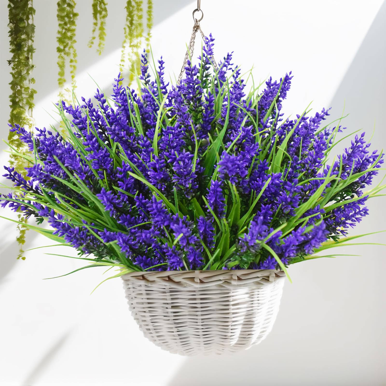 Kinisty 12 Bündel Kunstblumen wie Echt Künstliche Blumen Lavendel Outdoor Wetterfest Balkonpflanzen Frühling Plastikblumen Blumenstrauß für Draußen Balkonkasten Balkon Garten Deko