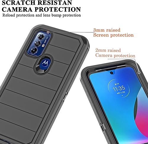 Miniatura 4 de YmhxcY Para Moto G Pure & Power 2022 - Funda duradera a prueba de caídas de 3 capas con armadura de goma sólida a prueba de golpes, color negro