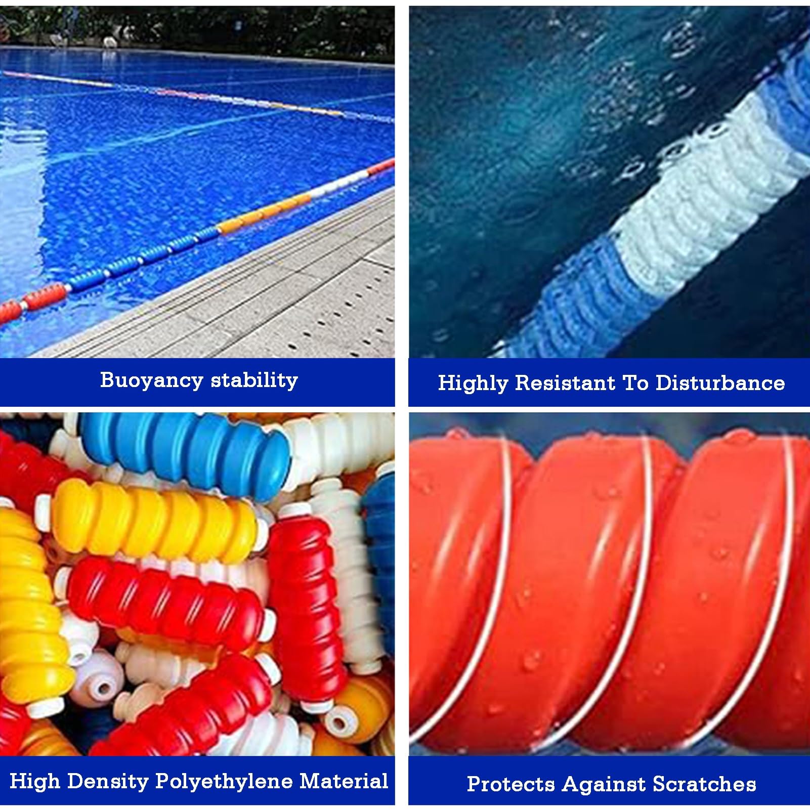 Genérico Valla Seguridad Carril Piscina, Cuerda Seguridad Ajustable Piscina con 5 flotadores, Utilizada for Dividir competiciones natación Poco Profundas(Nylon Rope,12 Meter)
