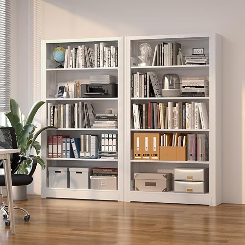 Miniatura 7 de Estantería de 69 pulgadas, estantería de 5 niveles con estantes de almacenamiento ajustables, unidad de pie, estantería alta para oficina en casa,