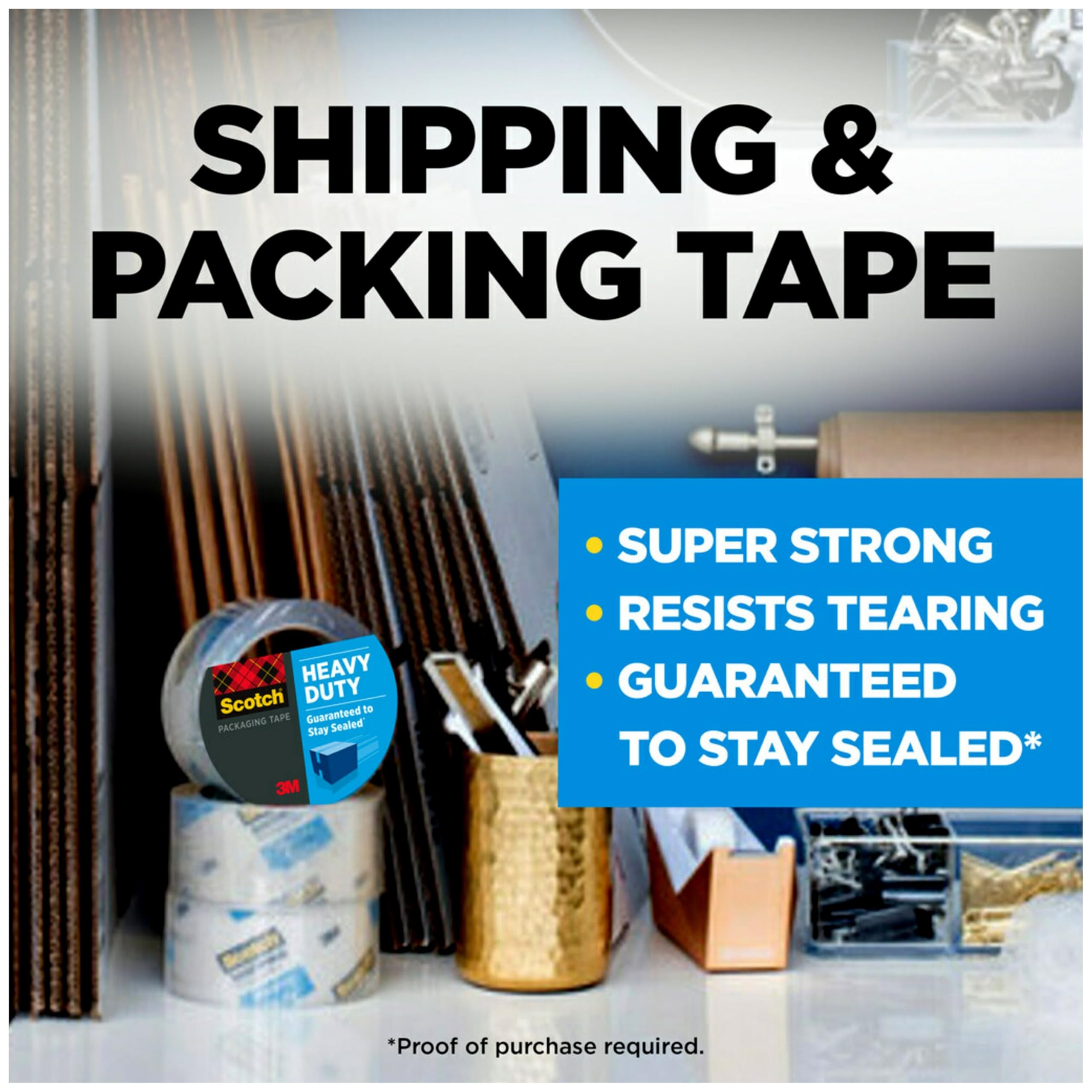 Scotch Heavy Duty Shipping Packaging Tape, 1.88