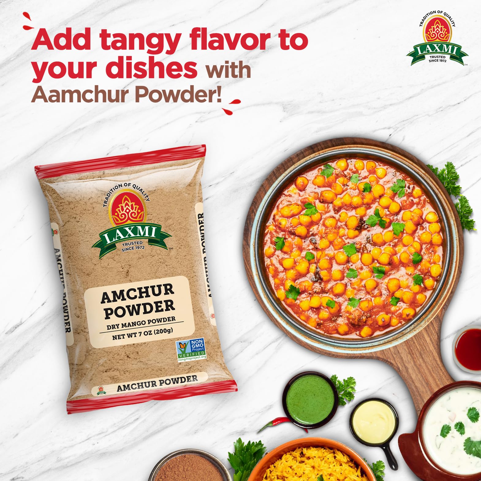 Laxmi Amchur Powder (Dried Mango Powder) - 200gms (7oz) | Dried and powdered green mango Amchoor Powder | Non GMO certified |Pure Powdered Green Mango