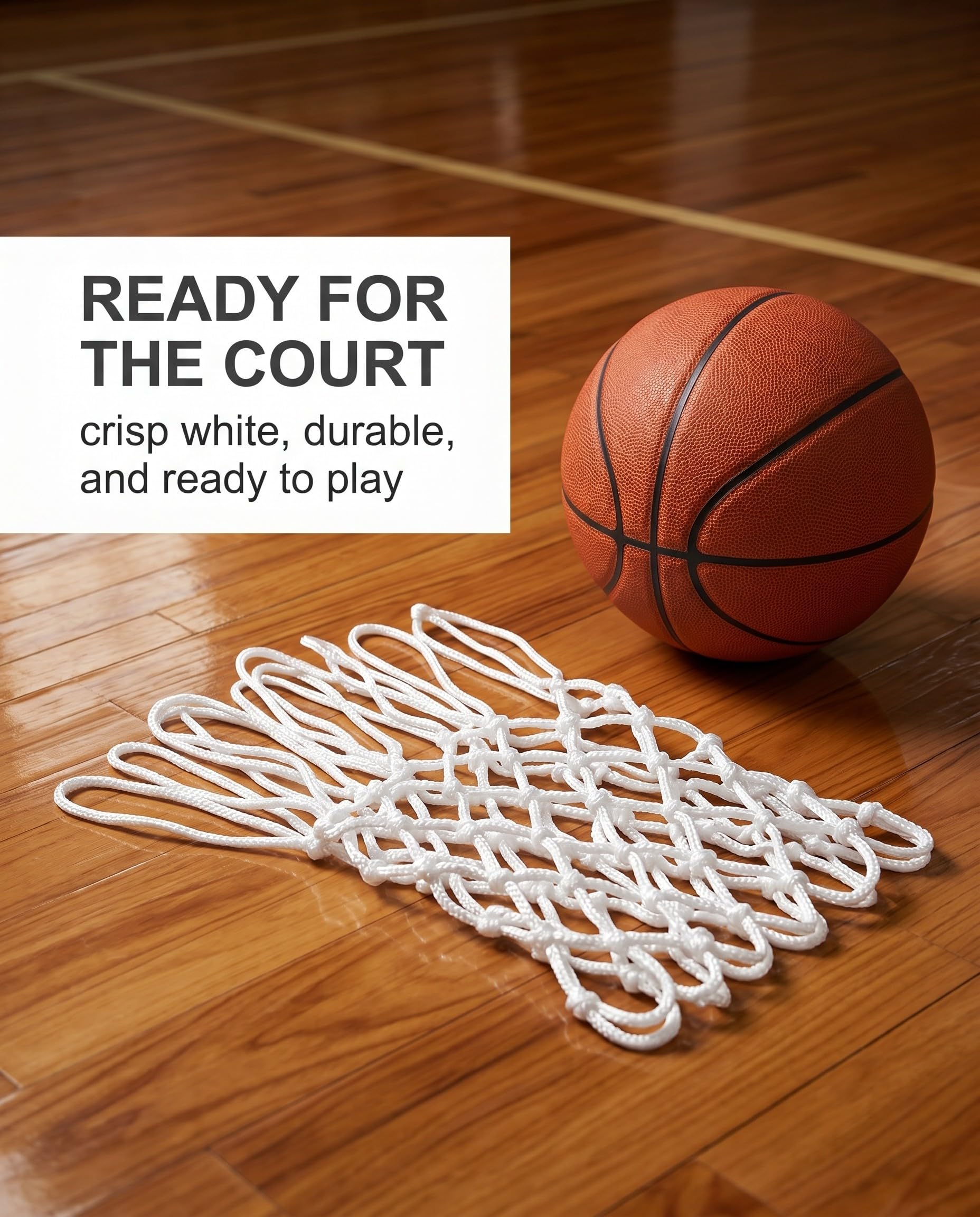 Red de Baloncesto 2 Piezas, Blanco, Tamaño Estándar 12 Bucles, Reemplazo Universal para Canasta y Aro Interior Exterior, Alta Durabilidad