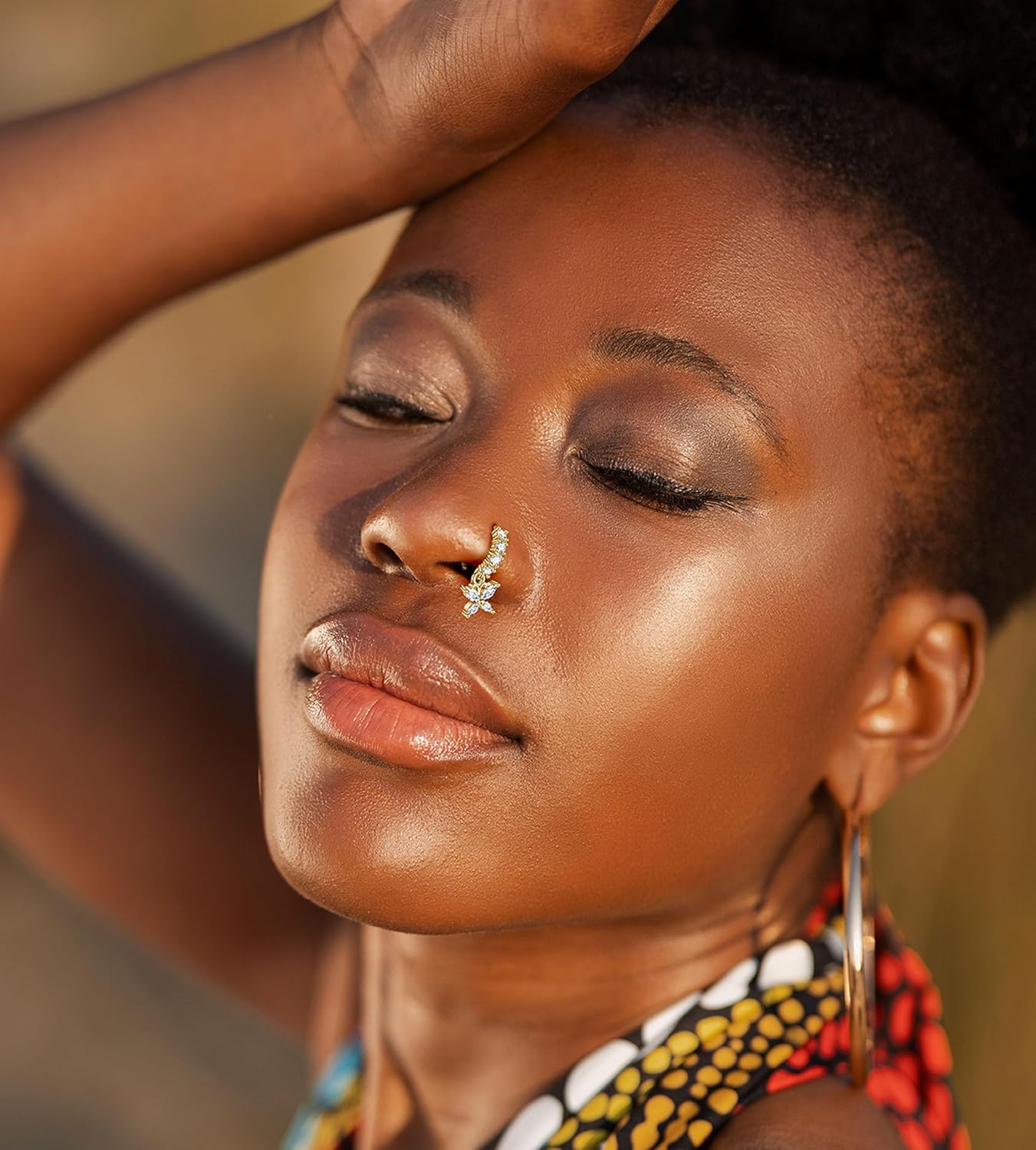 WAINIS 30Pcs 20G Dangle Nose Ring for Women L Shaped Dangling Nose Stud Surgical Steel Nose Ring Studs Dainty Flower Heart Moon Star Dangle Rings Hoops Nose Piercing - Image 6