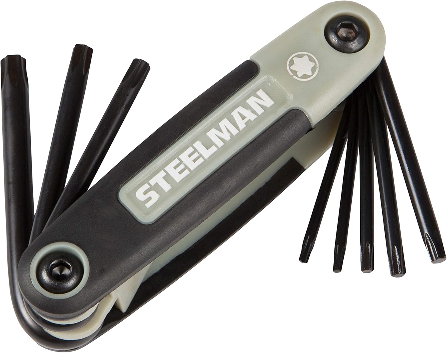 Steelman 3-Piece Set Folding Hex Key Wrench Tools, SAE, Metric, and Torx Allen Wrench Sets, Chamfered Ends, Rubberized Grip