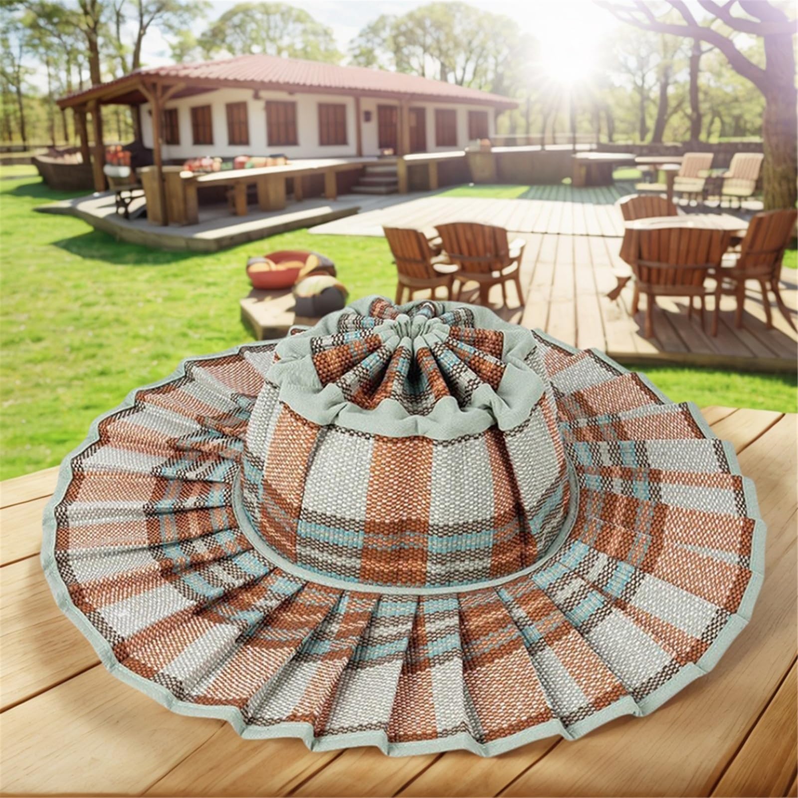 Chapeau de soleil plissé réversible - Large bord pliable - Chapeau de plage d'extérieur avec protection UV pour voyage