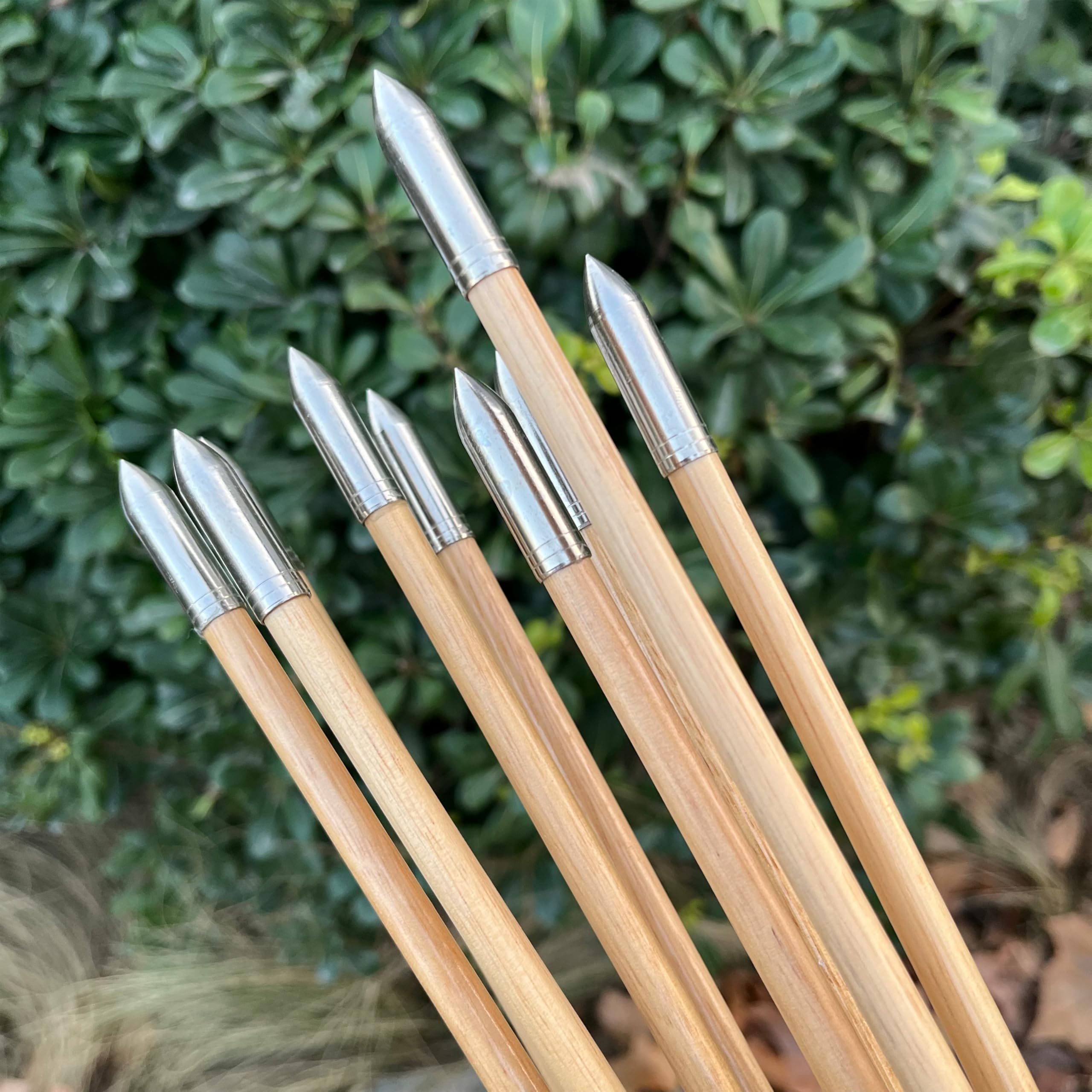 31" Frecce in Legno,realizzate a Mano in Modo Tradizionale con Piuma di Tacchino da 5”,Asta in Legno da OD 8mm,frecce da Caccia per Arco Lungo/ricurvo