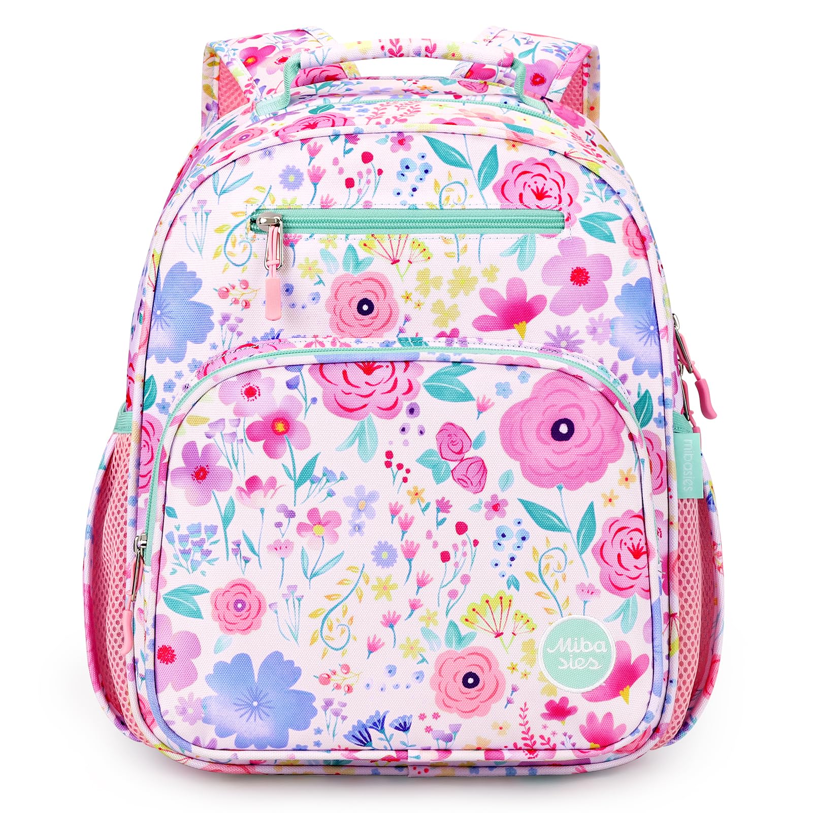 Kids Backpack for Girls: Girls Backpack 5-8 - Kindergarten Elementary School Bookbag for Girl - Flower Pink Turquoise