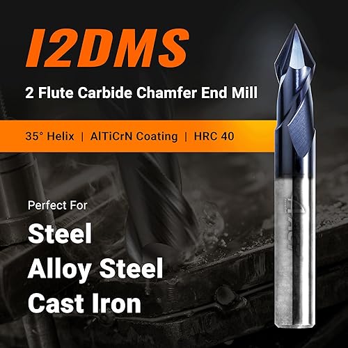 Miniatura 3 de ACCUT - Fresa de extremo de chaflán  60 grados, ranura en V, brocas de tallado de 38 pulgadas para acero aleado, aluminio, madera, molino de extremo
