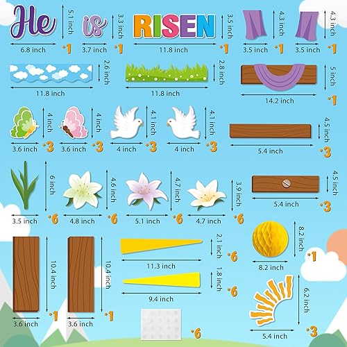 Miniatura 8 de BeYumi Juego de 88 tablones de anuncios cristianos con texto en inglés "We Bloom for Jesus" Rain or Shine, Spring Rainbow Sun Honeycomb Flowers
