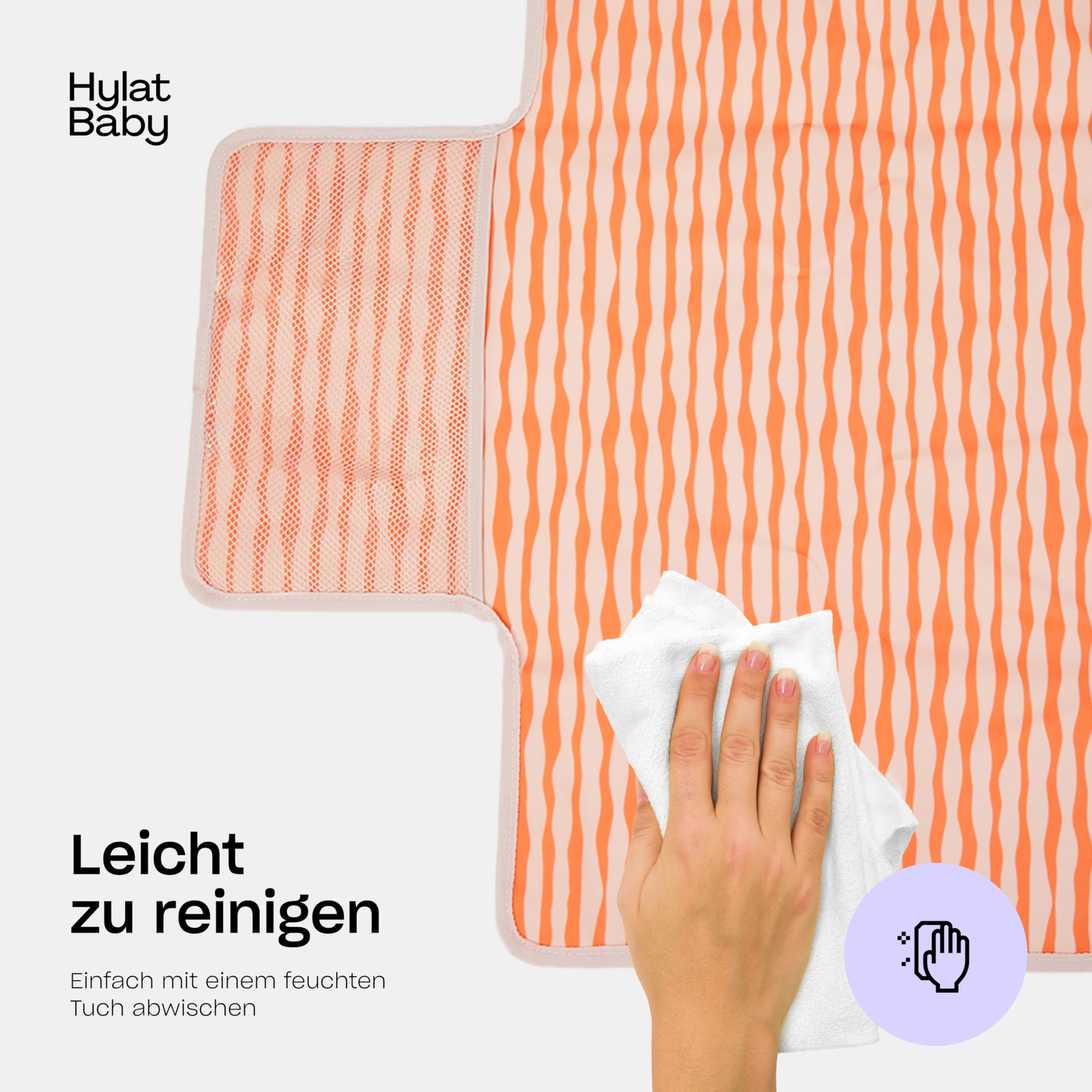 Hylat Baby Wickelunterlage – Faltbare & Abwaschbare Wickelmatte für Unterwegs – Leichte, Tragbare, mit Taschen & Klettverschluss – Hygienische Wickelunterlage für Kinderwagen & öffentliche Toiletten
