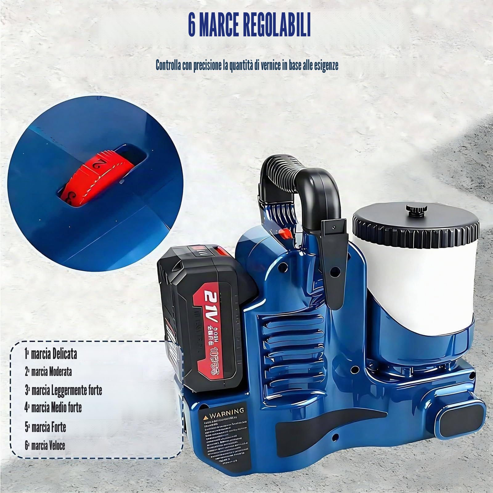 Verniciatore Airless a Batteria da 500 W Spruzzatore - Pistola a spruzzo Portatile alimentata a Batteria al Litio da 21 V con Serbatoio da 1,2 l, Pressione Massima di 15 MPa e rego 2battery