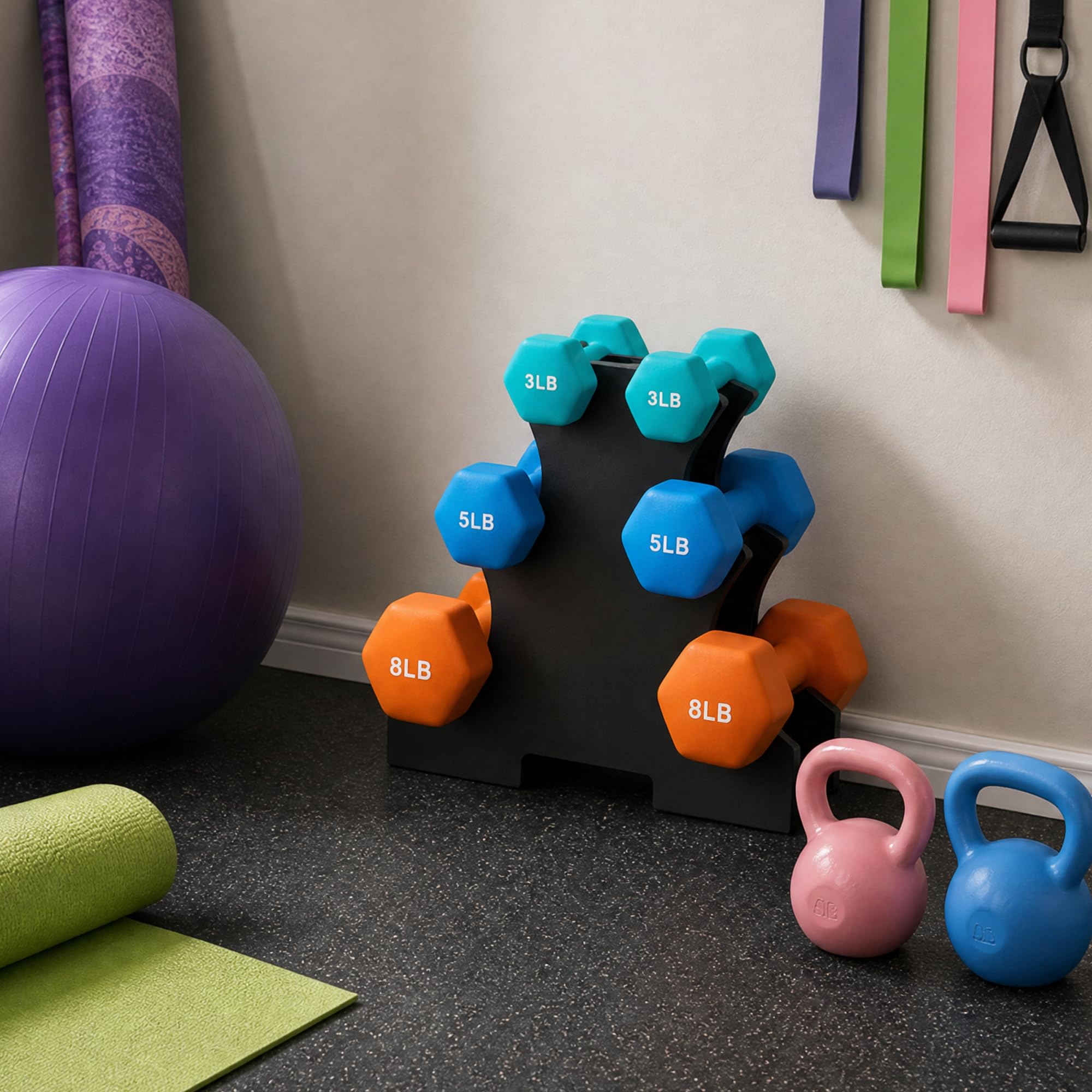 Signature Fitness Zestaw 2 hantli neoprenowych do rąk, antypoślizgowe, antypoślizgowe, antypoślizgowe, sześciokątne, kolorowe, pary lub zestawy