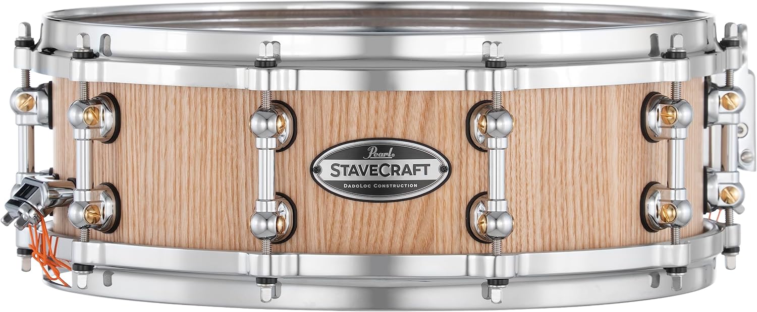 Pearl StaveCraft 14"x6.5" Maximum Volume Snare Drum with 20mm Makha shell, Thai Oak DadoLoc and MasterCast Die-Cast Hoops in Hand-Rubbed Natural Satin Finish