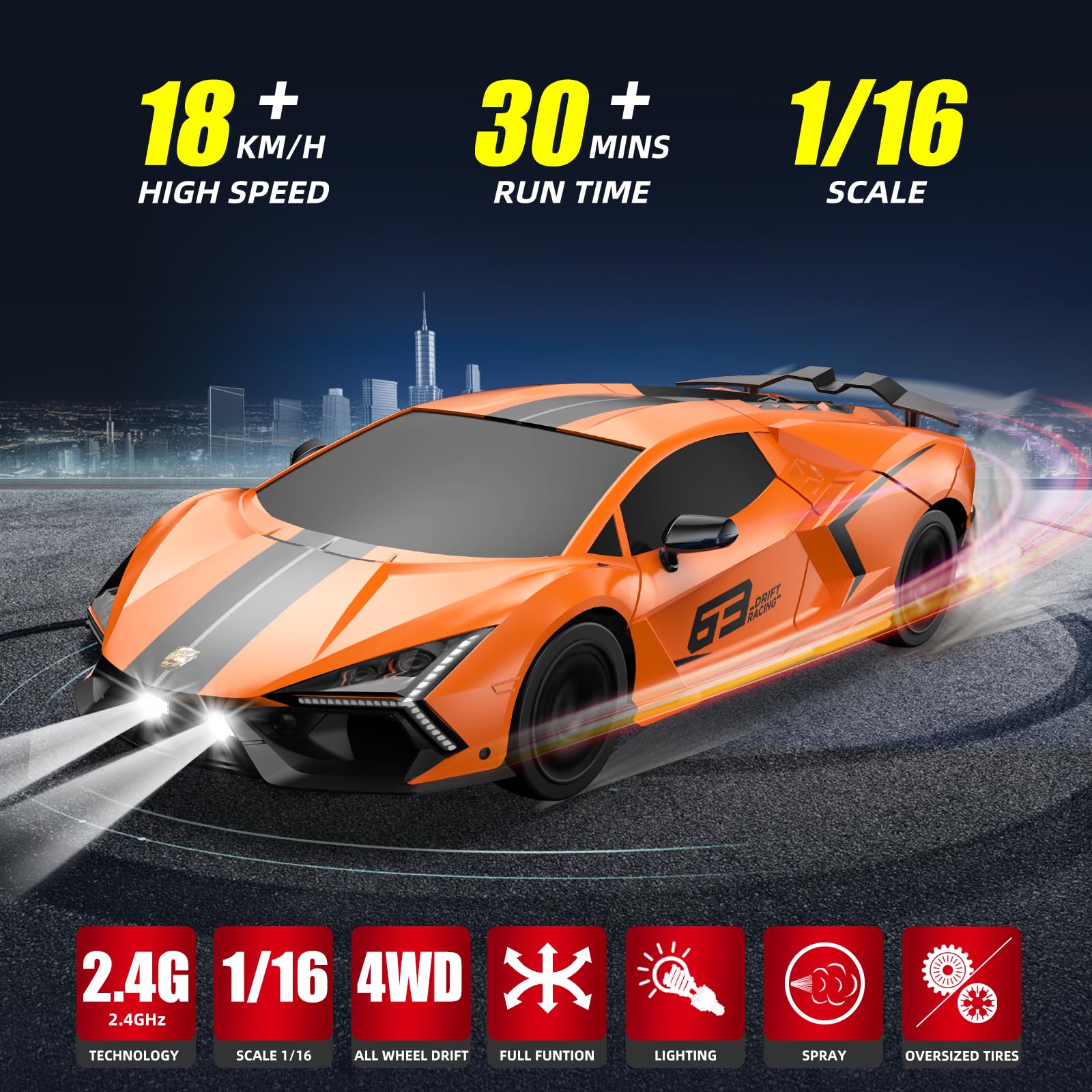 Amazon.co.jp: Sakeye RCドリフトカー 2.4GHz ドリフトRCカー 1/24 4WD