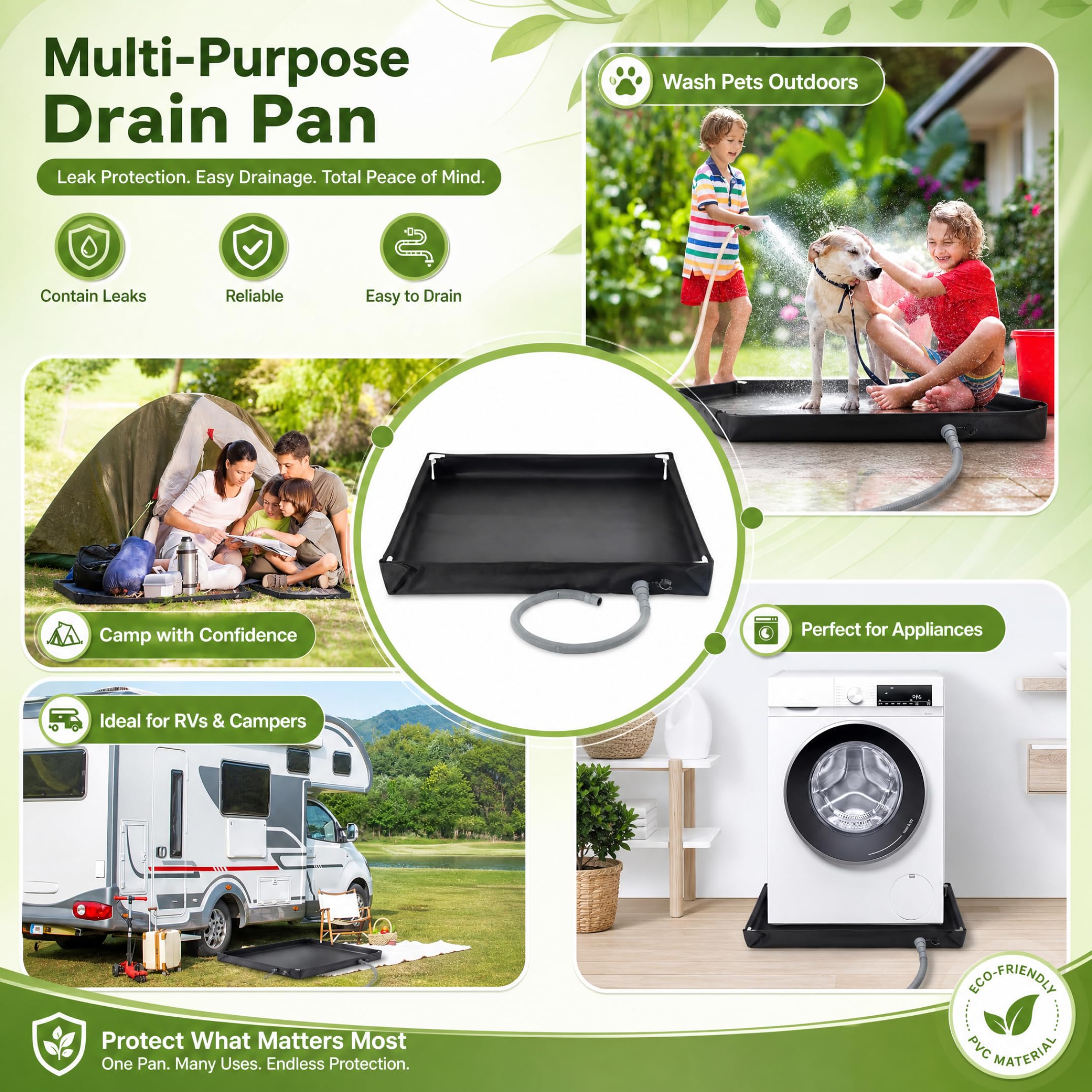 Plato de Ducha portátil, Base de Ducha Plegable para Camping con Tubo de Drenaje Desmontable para cabinas de duchas Interiores y Exteriores de RV.