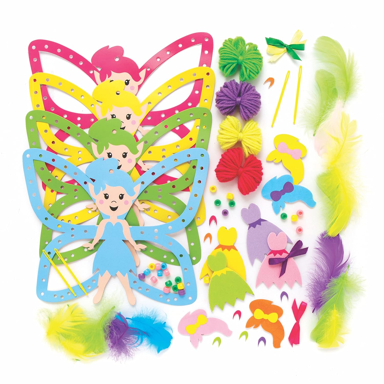 Baker Ross AX911 Fairy Dreamcatcher Kits - Pack of 4, Create Your Own Dream-Catcher Kits for Kids Arts and Crafts, Wall Decorations for Girls and Introduction to Sewing