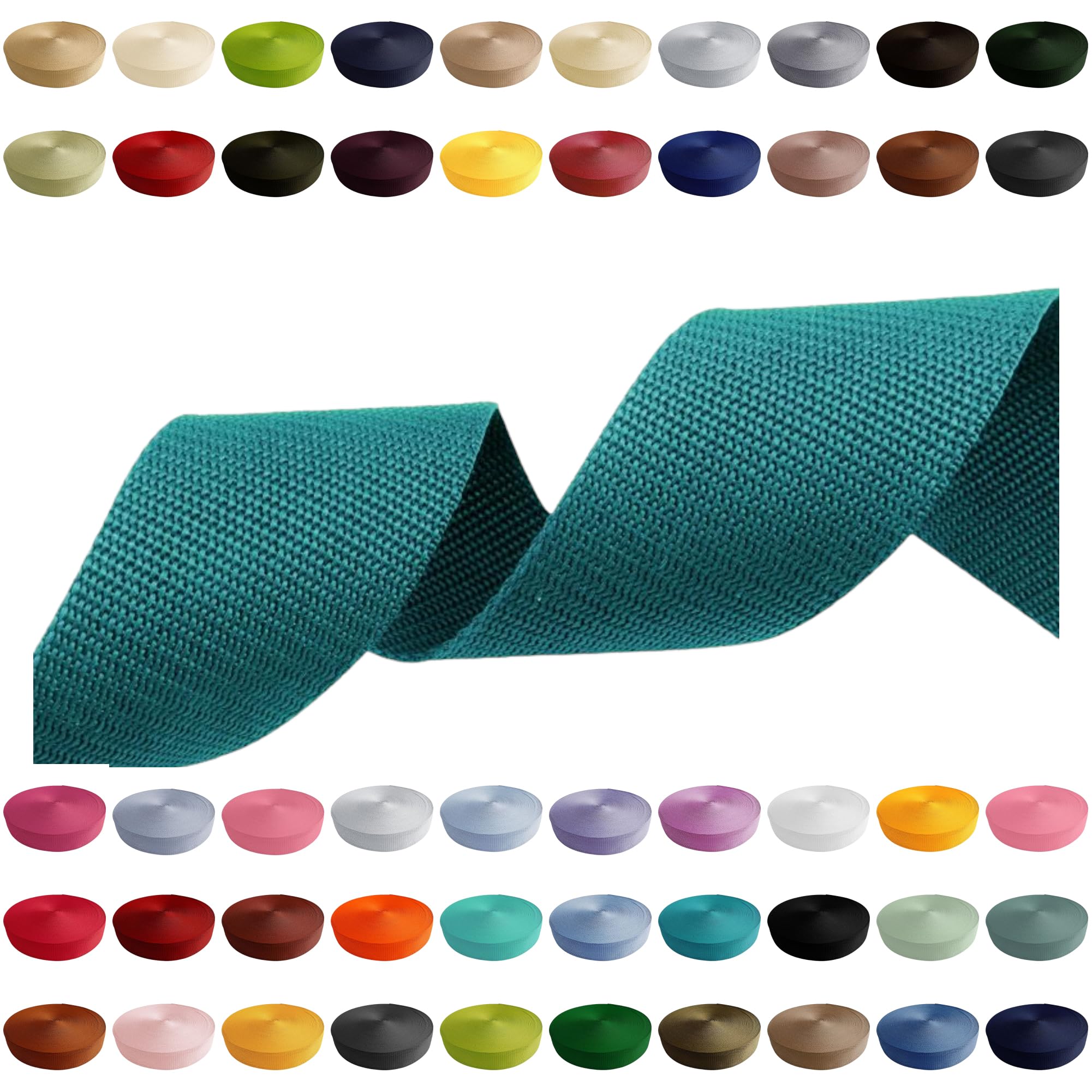 Webbing Strap 2 m 5 m 10 m 50 m 50 m 50 m Width 10 mm 15 mm 20 mm 25 mm 30 mm 40 mm 50 mm Bag Strap Polypropylene Ideal for DIY Projects Crafts & Outdoor (549) Turquoise