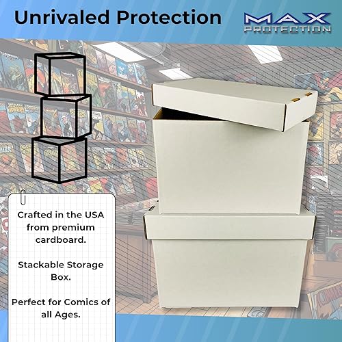 Miniatura 3 de Max Protection Caja de almacenamiento - Capacidad para 150-175 cómics, juego de 3, color blanco