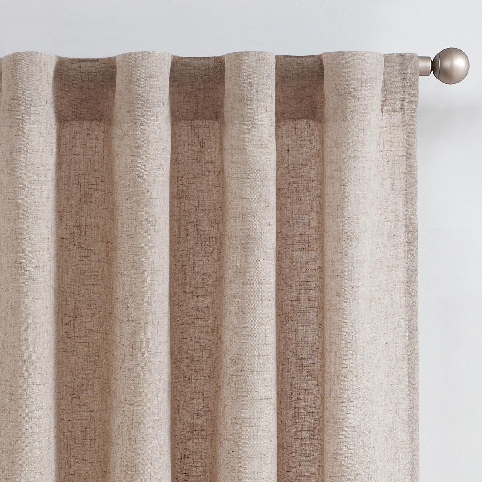 jinchan Linen Curtains with Privacy Lining 108 inch Extra Long Lined Curtains for Living Room Bedroom Light Filtering Taupe Drapes Neutral Farmhouse