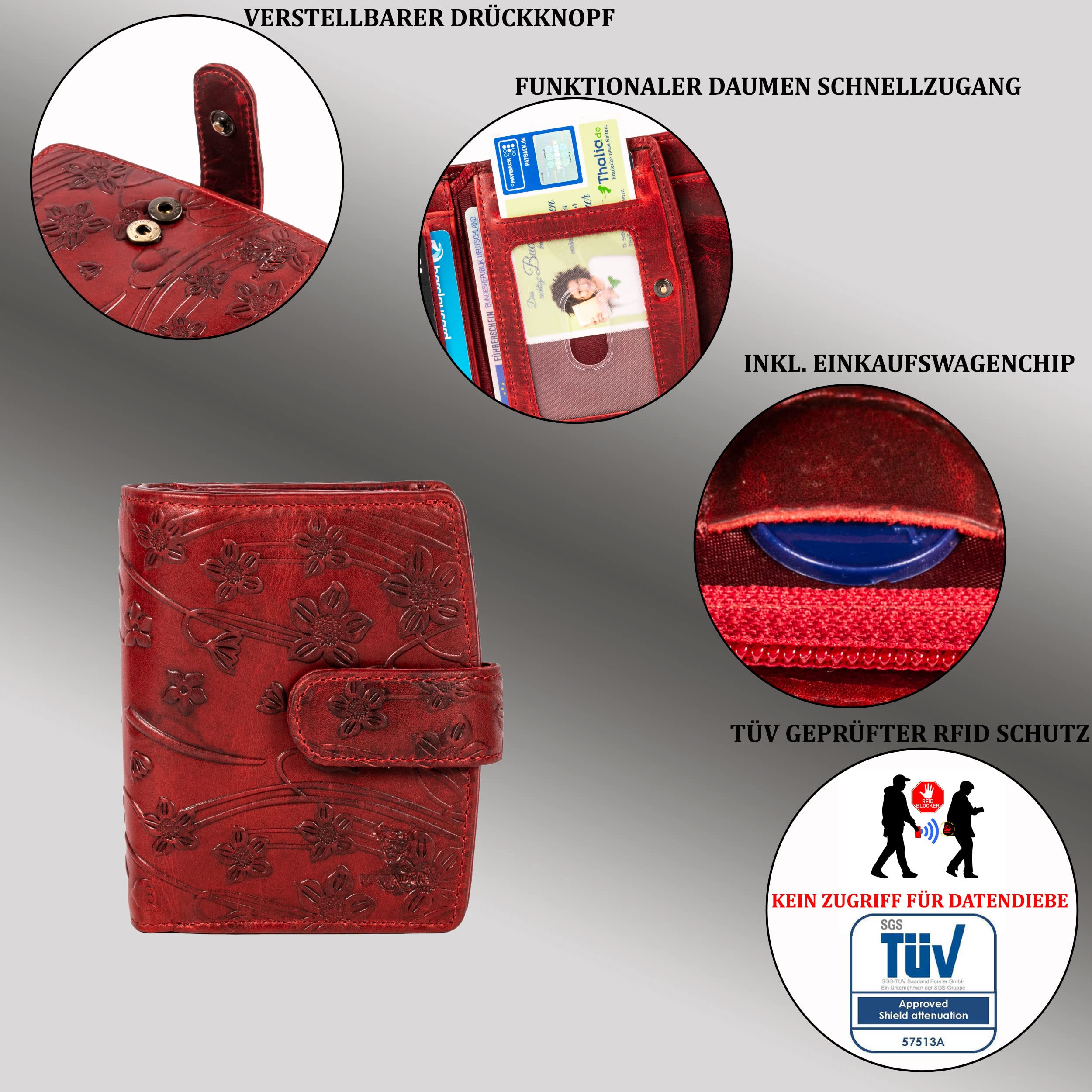 MATADOR Petit Porte Monnaie Cuir #Valence Mini avec Noble Boîte Cadeau, Portefeuille Femme de Luxe avec RFID, Petit Portefeuille avec de Nombreux Compartiments à Cartes