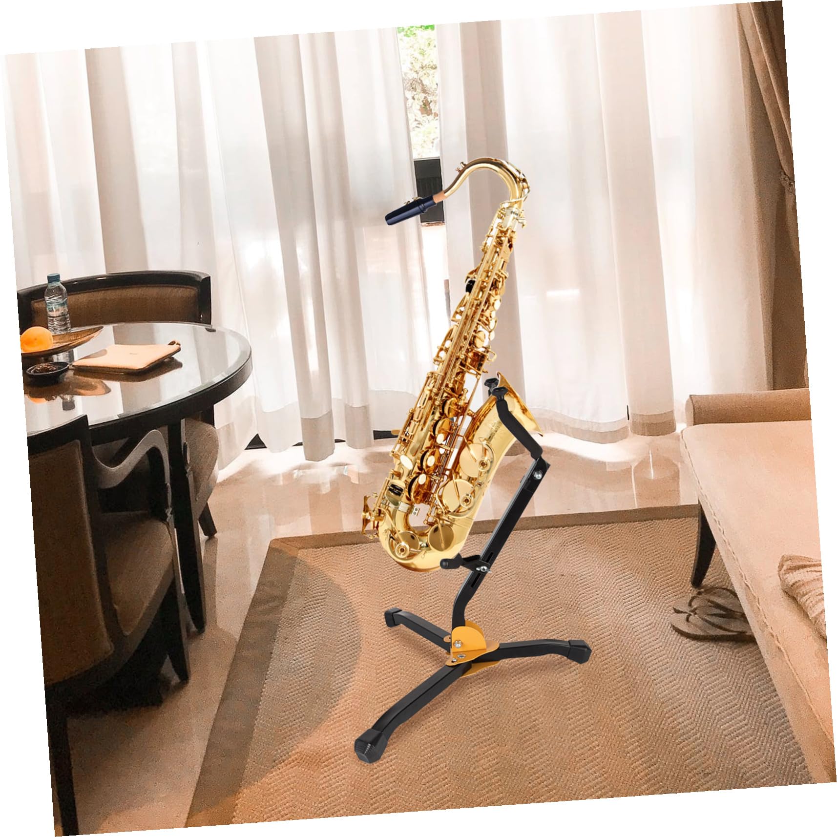 Altsaxophonständer in Schwarz Faltbarer Praktischer Saxophonhalter Stabiler aus Eisen und Abs mit Schwamm für Musikunterricht und Zuhause