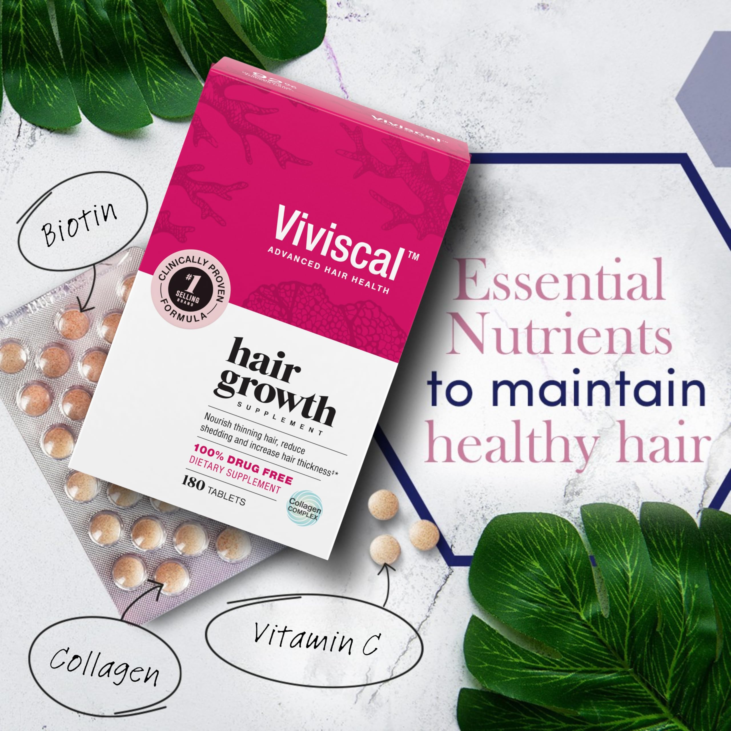 Viviscal Donna Integratore Capelli Massima Forza 180 Compresse - 3 Mesi | Fornitura per 3 Mesi, La Confezione Può Variare